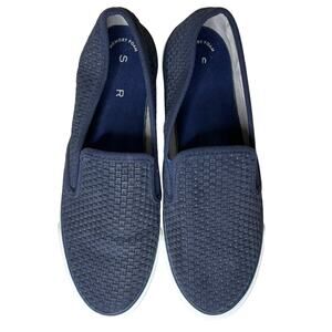 Sperry (8) Seaside Navy Emboss Woven Textured Elastic Slip On Loafer Shoe